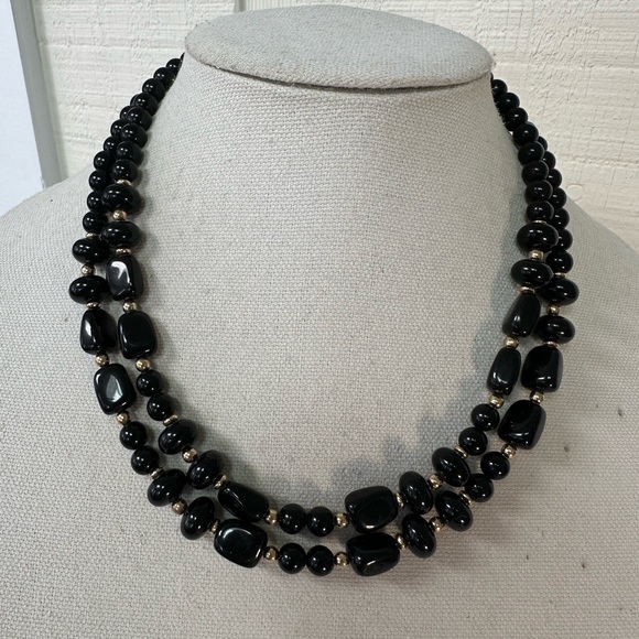 Vintage black bead necklaces - Picture 2 of 6